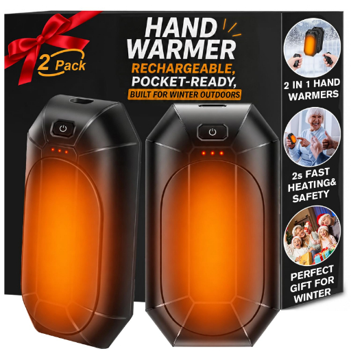 Hand Warmers Rechargeable 2 Pack, Reusable Electric Handwarmers Portable AI Smart Safe Heat Long Lasting Pocket Heater, Warm Gifts for Men Women Outdoor Indoor Hiking Studying Hunting Golf Camping