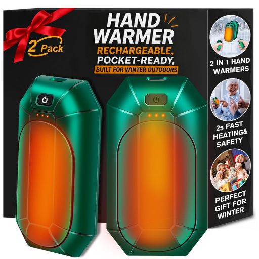 Hand Warmers Rechargeable 2 Pack, Reusable Electric Handwarmers Portable AI Smart Safe Heat Long Lasting Pocket Heater, Warm Gifts for Men Women Outdoor Indoor Hiking Studying Hunting Golf Camping